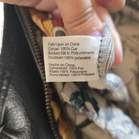 The Sak Tote Bag Womens Black Leather Zip Top Shoulder Purse Boho Beaded Accent - Picture 12 of 14